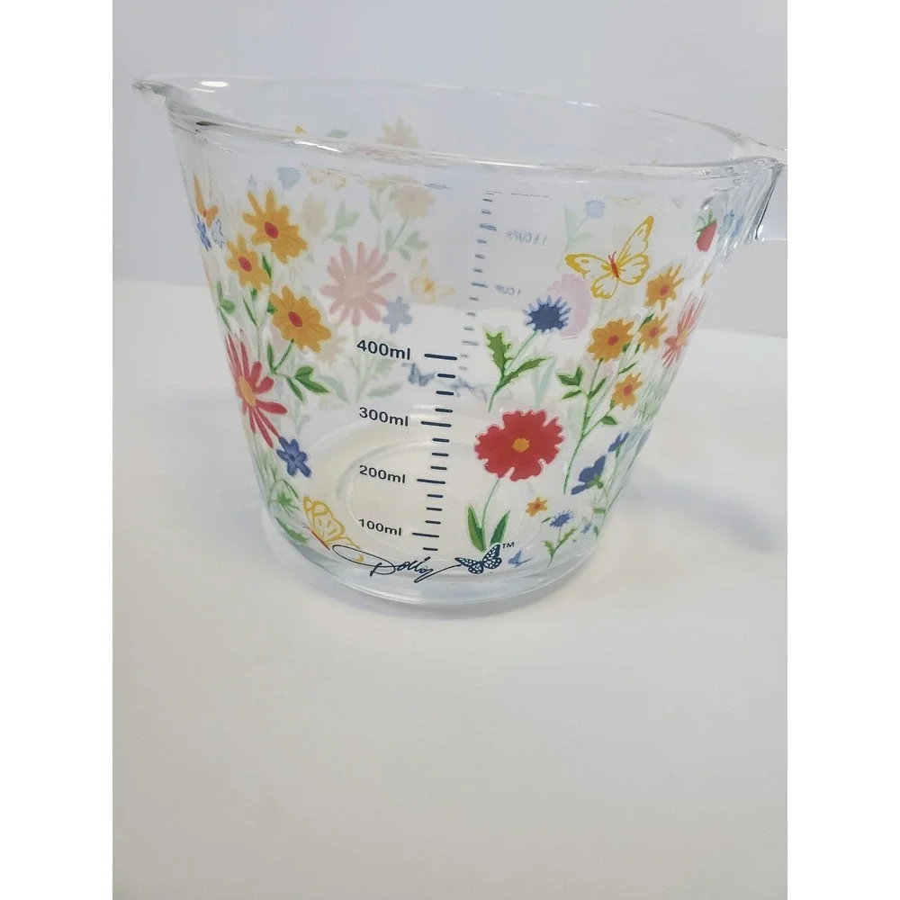 Dolly Parton Limited Edition Floral Wildflower Print 2 Cup Glass Measuring Cup